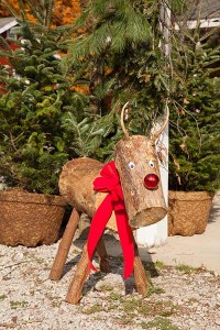 Hand-crafted wooden deer decoration