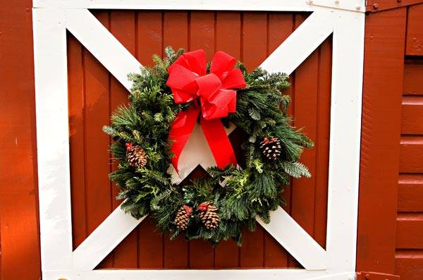 Christmas Wreath on our Barn